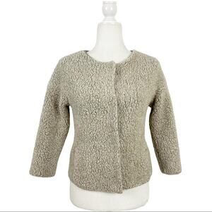 Zara Fleece Sheep Faux Fur Cropped Coat Size XS